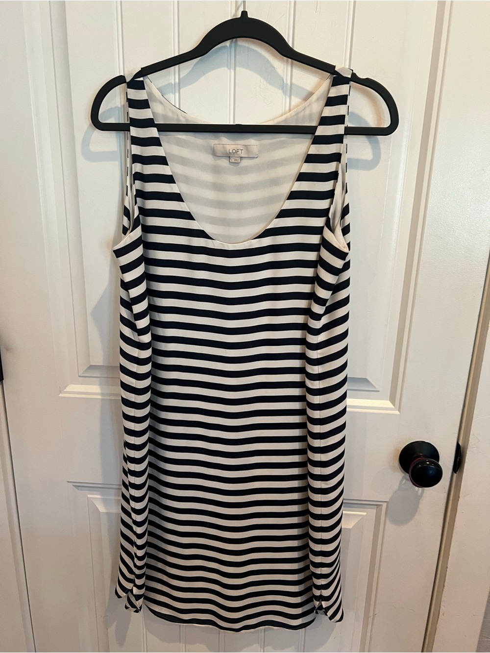 LOFT Navy and White Striped Sleeveless Scoop Neck tunic tank dress L